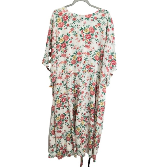 1.State Womens Plus Foral Front Tie Wrap Dress White 24W - Picture 4 of 5